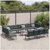 Image de Ensemble de bancs de jardin avec coussins 9 pcs noir, ensemble de meubles d'extérieur, ensemble de pique-nique 3283736