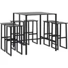 Image de Ensemble de bar de jardin 7 pièces noir acier enduit de poudre
