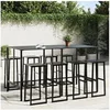 Image de Ensemble de bar de jardin 9 pcs noir acier enduit de poudre, table et chaises de bar d'extérieur, ensemble de meubles 3283754