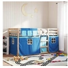 Image de Lit superposé avec rideaux bleu 80x200 cm bois pin massif, lit, cadre de lit, lit superposé bas, meuble de chambre à 3283899