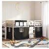 Image de Lit superposé avec rideaux blanc/noir 90x200 cm bois pin massif, lit, cadre de lit, lit superposé bas, meuble de 3283928