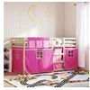 Image de Lit superposé avec rideaux rose 90x200 cm bois pin massif, lit, cadre de lit, lit superposé bas, meuble de chambre à 3283930