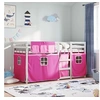Image de Lit superposé avec rideaux rose 90x200 cm bois pin massif, lit, cadre de lit, lit superposé bas, meuble de chambre à 3283933