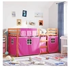 Image de Lit superposé avec rideaux rose 90x190 cm bois pin massif, lit, cadre de lit, lit superposé bas, meuble de chambre à 3283951