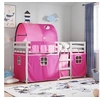 Image de Lit superposé avec rideaux rose 80x200 cm bois pin massif, lit, cadre de lit, lit superposé bas, meuble de chambre à 3283993