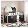 Image de Lit superposé avec rideaux blanc/noir 90x190 cm bois pin massif, lit, cadre de lit, lit superposé bas, meuble de 3284027