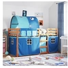 Image de Stapelbed met gordijnen 90x200 cm massief grenenhout blauw3284037