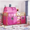Image de Lit superposé avec rideaux rose 90x200 cm bois pin massif, lit, cadre de lit, lit superposé bas, meuble de chambre à 3284038
