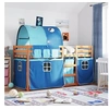 Image de Stapelbed met gordijnen 90x190 cm massief grenenhout blauw3284040