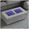 Image de Table basse avec LED infini gris béton 116x69x40 cm, table d'appoint, table de salon, table latérale, bout de canapé, 3284059