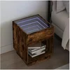 Image de Table de chevet avec LED infini chêne marron 40x40x50 cm