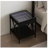Image de Table de chevet avec LED infini noir 40x40x49 cm 3284096