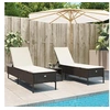 Image de Ensemble de chaises longues et coussins 3 pcs marron poly rotin, transat, lit de repos de jardin, meuble d'extérieur, 3284264