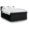 Image de Sommier à lattes de lit avec matelas Noir 160x200 cm Tissu 3286726