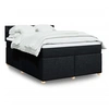 Image de Sommier à lattes de lit avec matelas Noir 160x200 cm Tissu 3286747