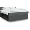 Image de Sommier à lattes de lit avec matelas Gris foncé 200x200cm Tissu 3287564