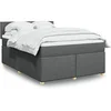 Image de Sommier à lattes de lit avec matelas Gris foncé 140x190cm Tissu 3288969