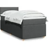 Image de Sommier à lattes de lit avec matelas Gris foncé 90x200 cm Tissu 3289633