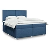 Image de Sommier à lattes de lit avec matelas Bleu 200x200 cm Tissu, lit, lit à plate-forme, lit à panneaux, meuble de chambre 3290594