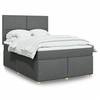 Image de Sommier à lattes de lit avec matelas Gris foncé 140x190cm Tissu 3291269