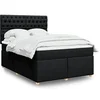 Image de Sommier à lattes de lit avec matelas Noir 160x200 cm Tissu 3291340