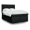 Image de Sommier à lattes de lit avec matelas Noir 160x200 cm Tissu 3291347