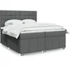 Image de Sommier à lattes de lit avec matelas Gris foncé 200x200cm Tissu 3291776