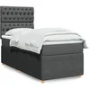 Image de Sommier à lattes de lit avec matelas Gris foncé 90x200 cm Tissu 3291947