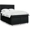 Image de Sommier à lattes de lit avec matelas Noir 160x200 cm Tissu, lit, lit à plate-forme, lit à panneaux, meuble de chambre 3292855