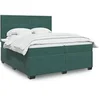 Image de Sommier à lattes de lit et matelas Vert foncé 200x200cm Velours, lit, lit à plate-forme, lit à panneaux, meuble de chambre à coucher