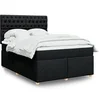 Image de Sommier à lattes de lit avec matelas Noir 140x190 cm Tissu 3293584