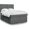 Image de Sommier à lattes de lit avec matelas Gris foncé 140x200cm Tissu 3293597