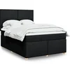 Image de Sommier à lattes de lit avec matelas Noir 160x200 cm Tissu 3293626