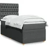 Image de Sommier à lattes de lit avec matelas Gris foncé 90x200 cm Tissu 3294247