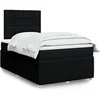 Image de Sommier à lattes de lit avec matelas noir 120x190 cm tissu 3294297