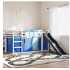 Image de Lit superposé avec toboggan et rideaux bleu 90x200 cm, lit, cadre de lit, lit superposé bas, meuble de chambre à 3284111