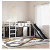 Image de Lit superposé avec toboggan et rideaux blanc et noir 90x190 cm, lit, cadre de lit, lit superposé bas, meuble de 3284128