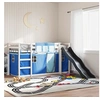 Image de Stapelbed met glijbaan en gordijnen blauw 90x190 cm3284129