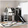 Image de Lit superposé sans matelas avec toboggan blanc noir 90x200 cm 3284164