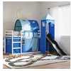 Image de Lit superposé sans matelas avec toboggan et rideaux 90x200 cm 3284165