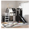 Image de Lit superposé sans matelas avec toboggan blanc noir 90x190 cm 3284182
