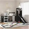 Image de Lit superposé sans matelas avec toboggan blanc noir 90x200 cm 3284191