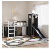 Image de Lit superposé sans matelas avec toboggan blanc noir 90x190 cm 3284209