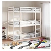 Image de Lit superposé triple blanc 90x200 cm bois de pin massif, lit superposé à trois couchettes, lit mezzanine, lit 3284255