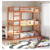 Image de Lit superposé triple marron cire 75x190 cm bois de pin massif, lit superposé à trois couchettes, lit mezzanine 3284262