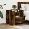 Image de Table de chevet chêne fumé 45x50x50 cm bois d ingénierie