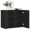 Image de Armoire murale noir 75x35x60 cm bois d'ingénierie, armoire suspendue, placard mural, armoire de salle de bain murale, 848424