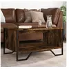 Image de Table basse chêne fumé 75x51x40 cm bois d'ingénierie, table d'appoint, table de salon, table latérale, bout de 848486