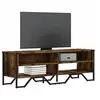 Image de Meuble TV chêne fumé 122x34x41 cm bois d'ingénierie, support TV, buffet TV, meuble multimédia, banc TV, meuble hifi, 848571