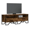 Image de Meuble TV chêne fumé 122x34x41 cm bois d'ingénierie, support TV, buffet TV, meuble multimédia, banc TV, meuble hifi, 848581